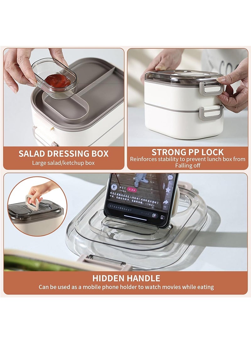 Topyich Stainless Steel Lunch Box, Portable 2 Tiffin box for Office & School, Insulated Bento Box with Lunch Bag and Spoon  - Image 4