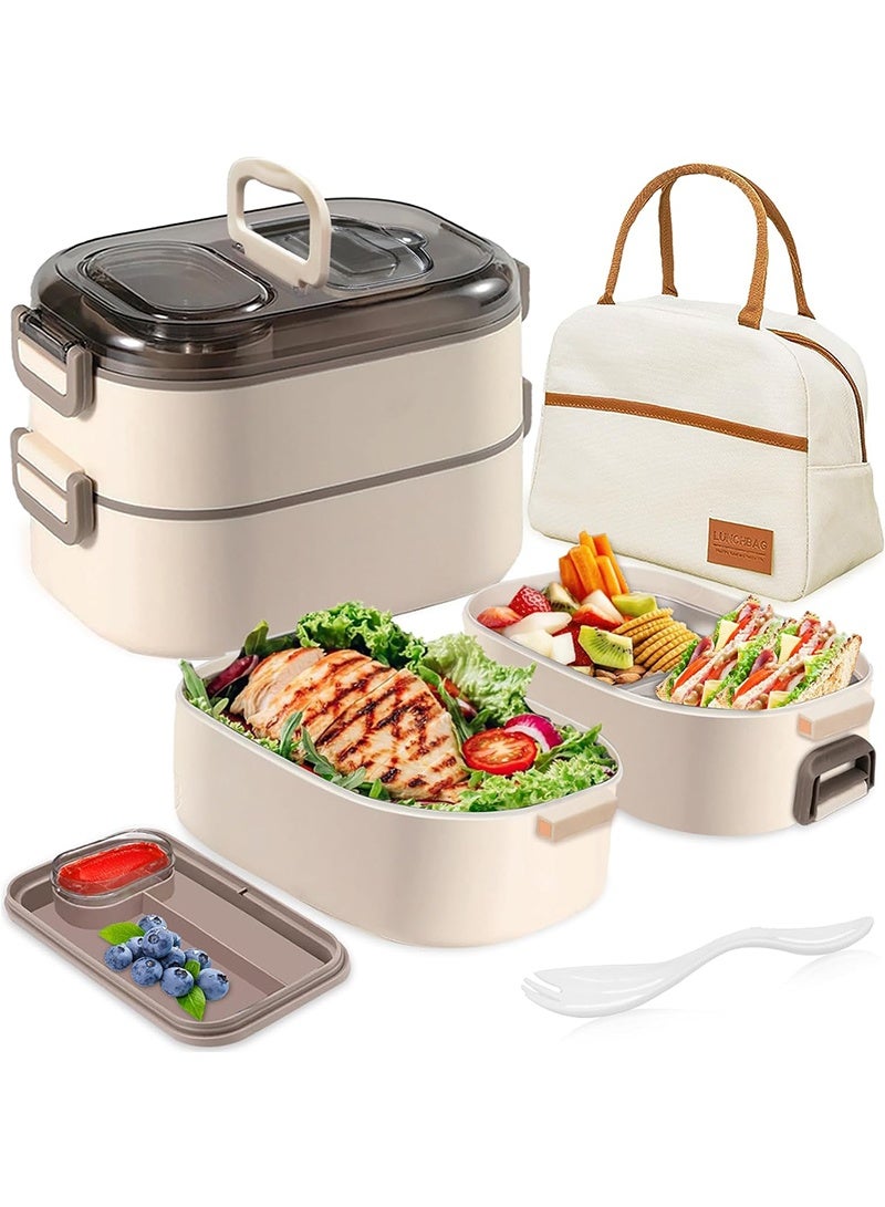 Topyich Stainless Steel Lunch Box, Portable 2 Tiffin box for Office & School, Insulated Bento Box with Lunch Bag and Spoon  - Image 1