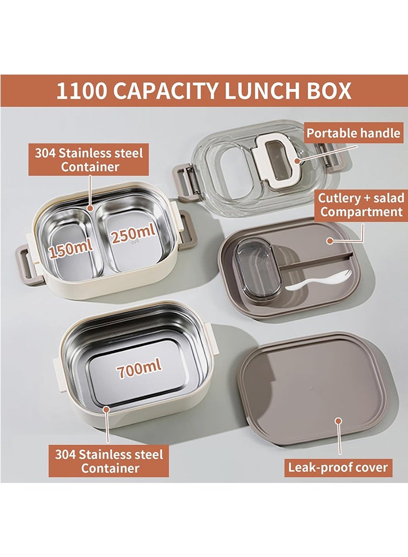 Topyich Stainless Steel Lunch Box, Portable 2 Tiffin box for Office & School, Insulated Bento Box with Lunch Bag and Spoon  - Image 3