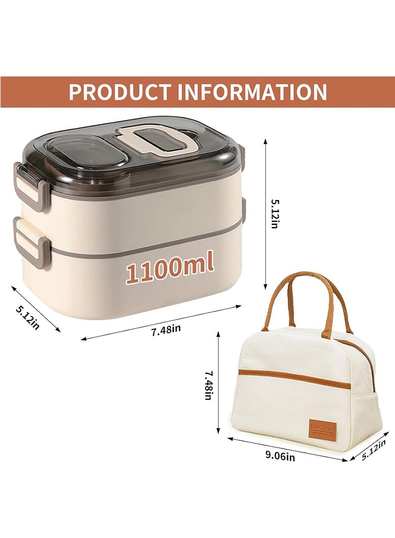 Topyich Stainless Steel Lunch Box, Portable 2 Tiffin box for Office & School, Insulated Bento Box with Lunch Bag and Spoon  - Image 2
