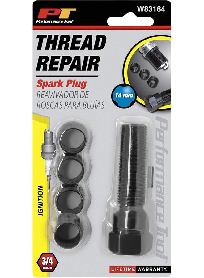 Performance Tool W83164 Spark Plug Thread Repair Tool - 14Mm Size, Ideal For Fixing Damaged Threads In Spark Plug Holes - Image 2