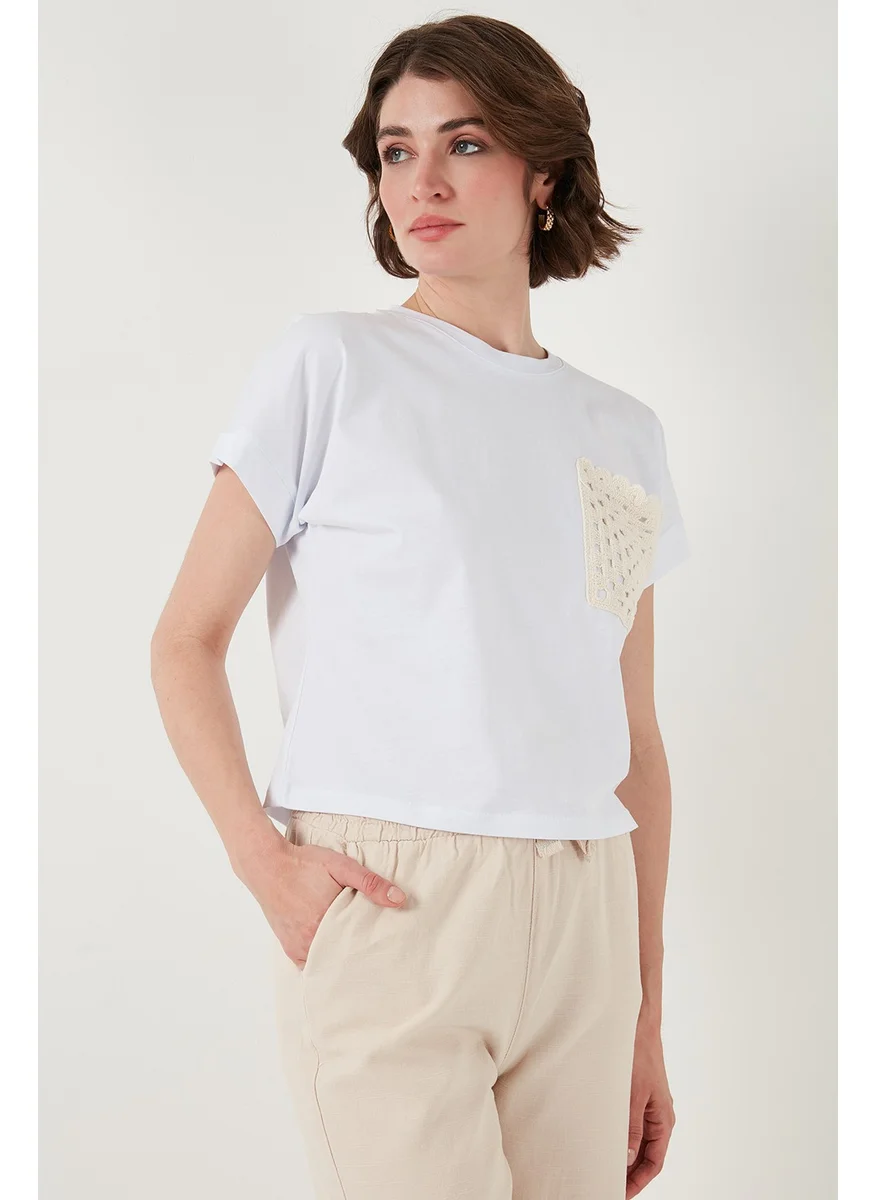 ليلا Cotton Single Pocket Regular Fit Crew Neck T Shirt Women's T Shirt 5865818