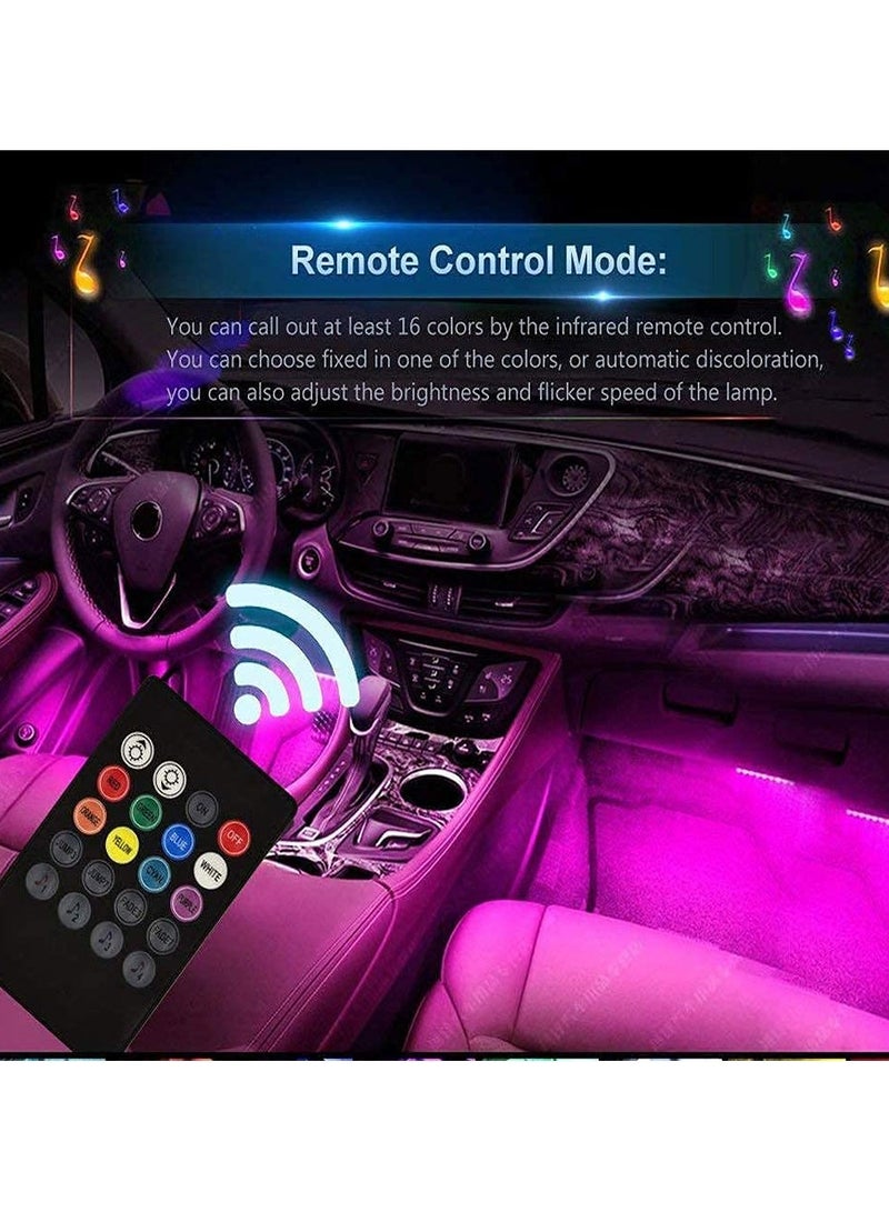 RGB Atmosphere light, 12 LED 4 Strip Car Led Light 12V 8 Color Music Light With Music Senser LED Under Dashboard Atmosphere Interior Light with Remote Universal for All Cars - Image 5