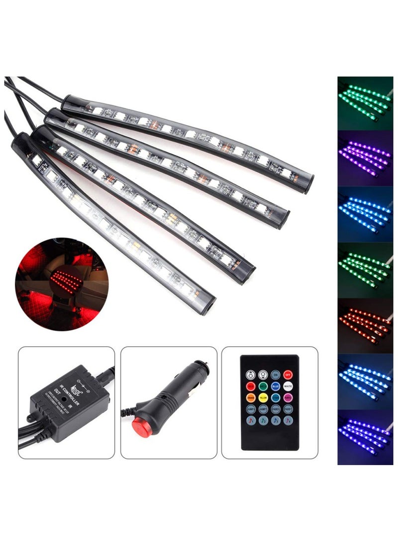 RGB Atmosphere light, 12 LED 4 Strip Car Led Light 12V 8 Color Music Light With Music Senser LED Under Dashboard Atmosphere Interior Light with Remote Universal for All Cars - Image 3