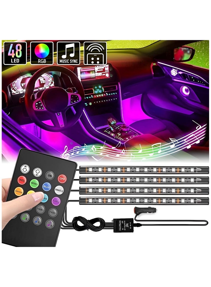 RGB Atmosphere light, 12 LED 4 Strip Car Led Light 12V 8 Color Music Light With Music Senser LED Under Dashboard Atmosphere Interior Light with Remote Universal for All Cars - Image 4