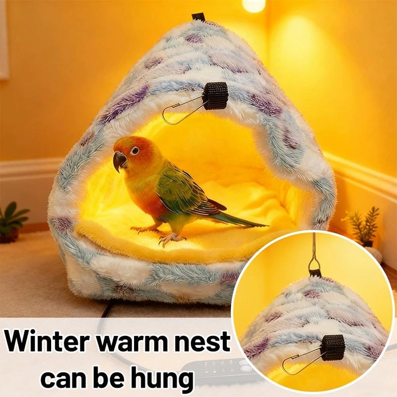 XL Blue Bird Cage Heater Plush Nest Hammock Warmer Bed for Parakeets Lovebirds Conures - Image 2