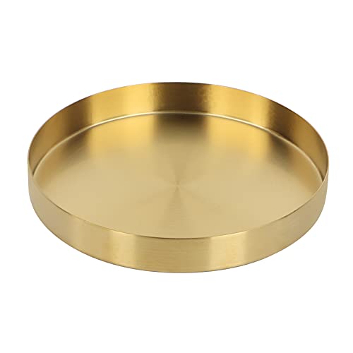 dedoot Round Gold Tray, Dedoot Decorative Tray Small - 7.8inch Stainless Steel Metal Tray Organizer Storage Organizer - Image 2