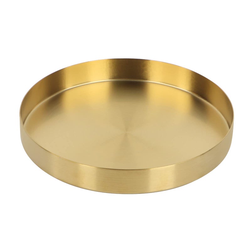 dedoot Round Gold Tray, Dedoot Decorative Tray Small - 7.8inch Stainless Steel Metal Tray Organizer Storage Organizer - Image 1