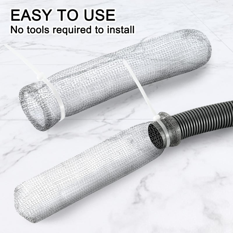 suoundey 48 Pieces Lint Traps Washing Machine Stainless Steel Lint Snare Traps Laundry Mesh Washer Hose Filter With 48 Pcs Cable Tie - Image 2