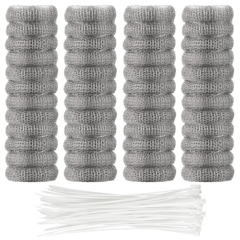 suoundey 48 Pieces Lint Traps Washing Machine Stainless Steel Lint Snare Traps Laundry Mesh Washer Hose Filter With 48 Pcs Cable Tie - Image 1