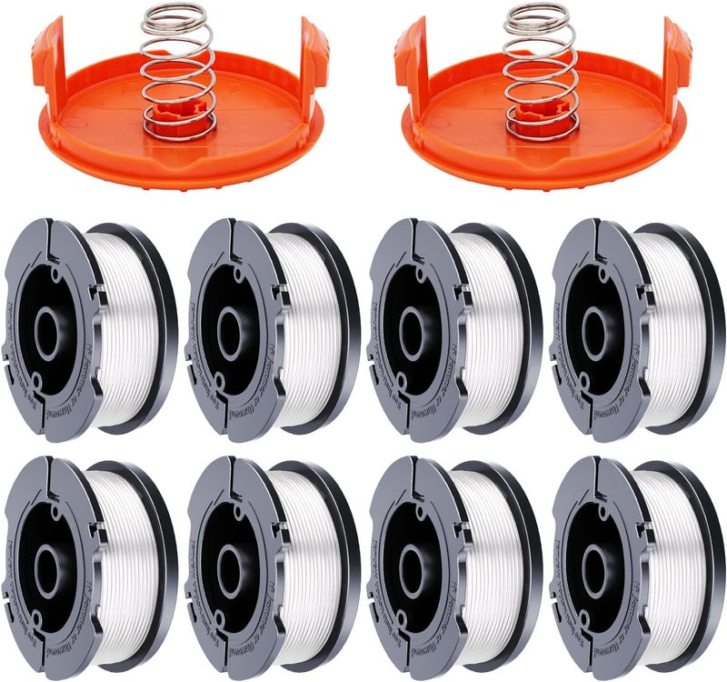 Hechuang 10 Pack Weed Eater Spool Spool Replacement for Black+Decker AF-100 String Trimmers,30ft 0.065" Line String Trimmer Replacement Spool, (8 Replacement Spool, 2 Trimmer Cap, 2 Pack Spring) - Image 1