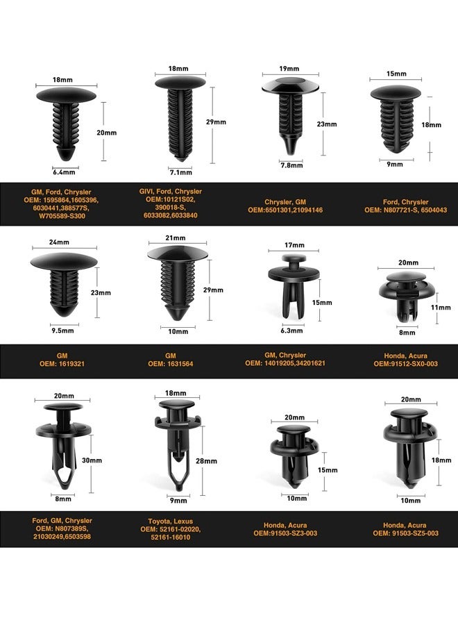 Beauenty 240PCS Bumper Retainer Clips Car Plastic Rivets Fasteners Push Retainer Kit Most Popular Sizes Auto Push Pin Rivets Set -Door Trim Panel Fender Clips for Honda Chrysler GM Ford Toyota - Image 3