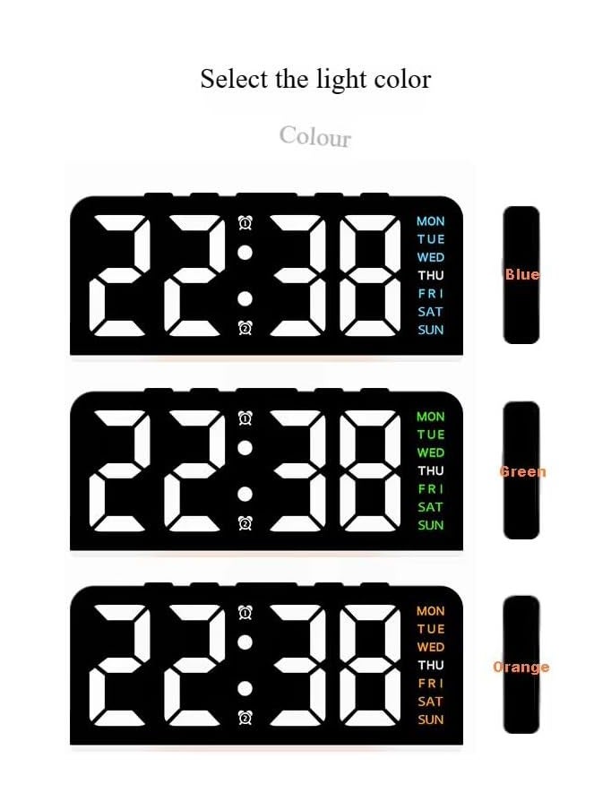 ساعة منبه رقمية LED عرض الوقت والتاريخ ودرجة الحرارة و إضاءة ليلية تصميم عصري لسطح المكتب او المنزل فريم اسود - Image 2