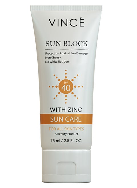 Sunblock SPF 40 – Broad-Spectrum Protection against Sun’s Harmful UVA/UVB Rays, Pollution & Infrared – Hydrates, Soothes & Prevents Premature Aging – Lightweight, No White Cast, 75ml