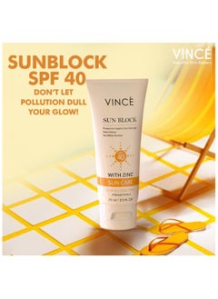 VINCE Sunblock SPF 40 – Broad-Spectrum Protection against Sun’s Harmful UVA/UVB Rays, Pollution & Infrared – Hydrates, Soothes & Prevents Premature Aging – Lightweight, No White Cast, 75ml  - Image 5