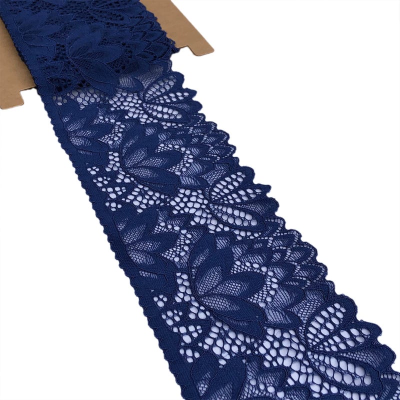 Olive Lace 4 Inches Wide Stretchy Lace for Bridal Wedding Decorations Sewing DIY Making and DIY Crafts 5 Yards 7604 Navy