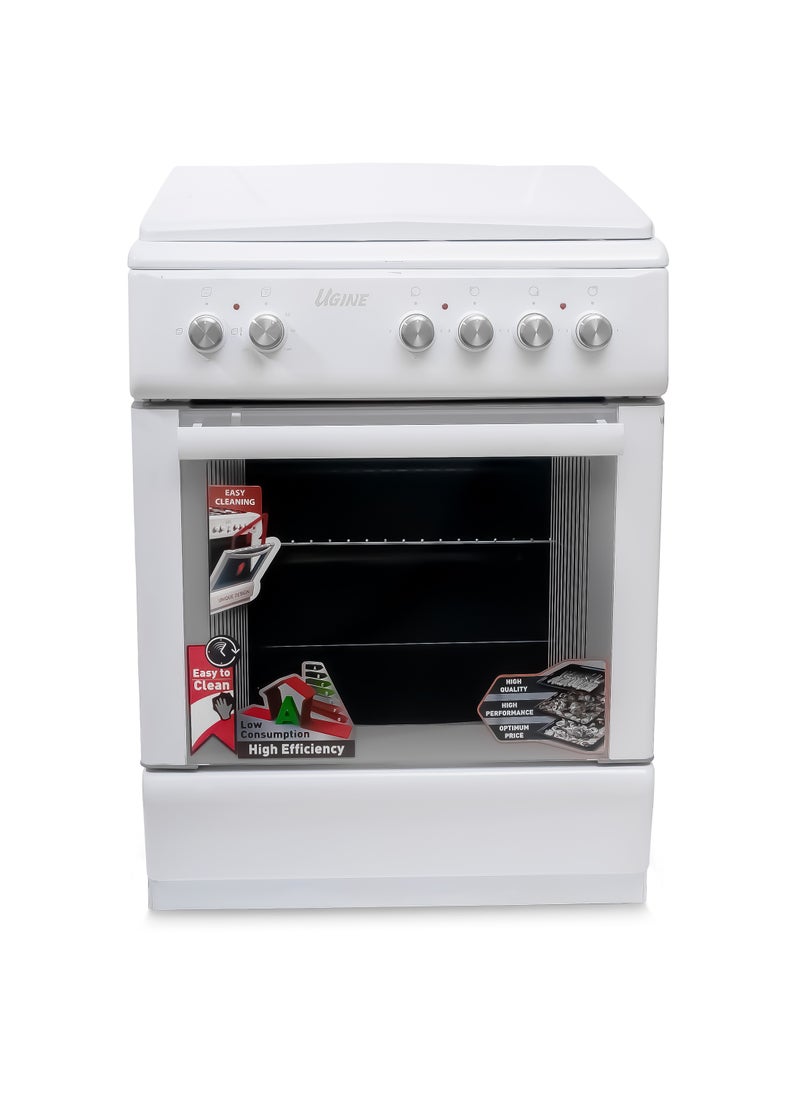أوجين - فرن كهربائي أوجين 60x60 سم ,4 شعلات كهربائية, أبيض - FW6043MXZW - Image 1
