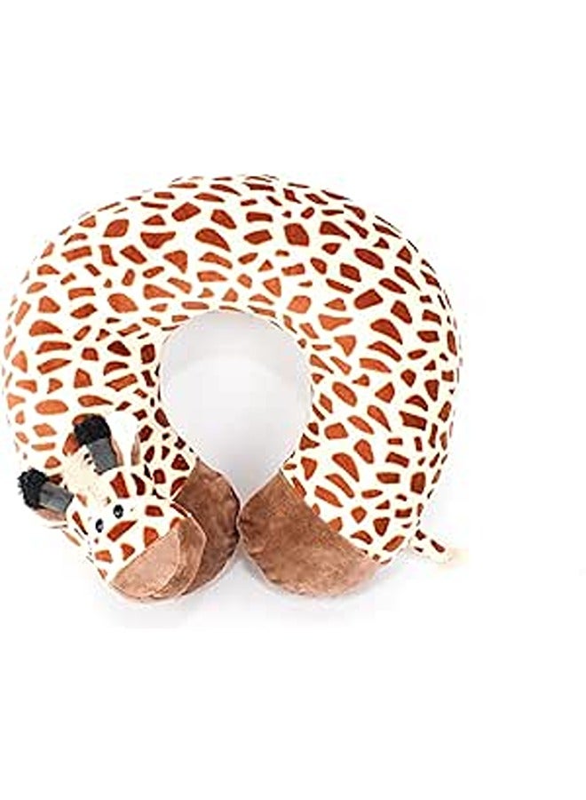 Comfy Neck Support Soft Fiber Travel Neck Pillow U-Shape For Car, Travel, Office,Airplane and Gifts - Giraffe