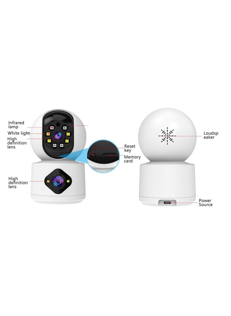 Generic - Garosa Dual Lens Design Security Camera 2 Way Talk Full Panoramic View Baby Camera Monitor High Definition Dual Lens Indoors Security Camera - Image 1