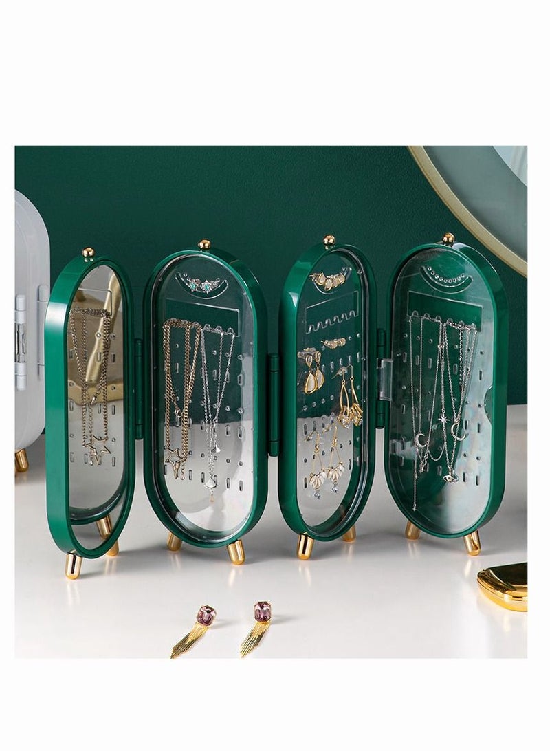 ميكسد مجوهرات صندوق تخزين أقراط عرض حامل قلادة منظم قلادة مطوية صندوق بلاستيكي محمول 4 أبواب - Image 1