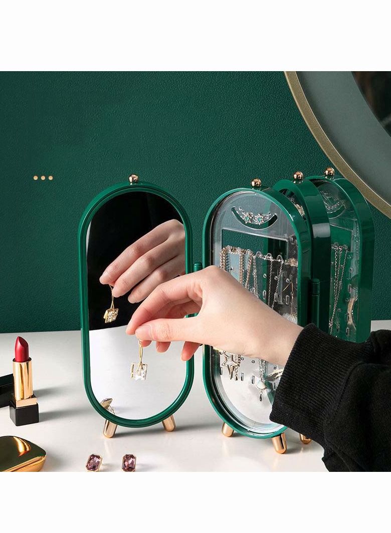 ميكسد مجوهرات صندوق تخزين أقراط عرض حامل قلادة منظم قلادة مطوية صندوق بلاستيكي محمول 4 أبواب - Image 3