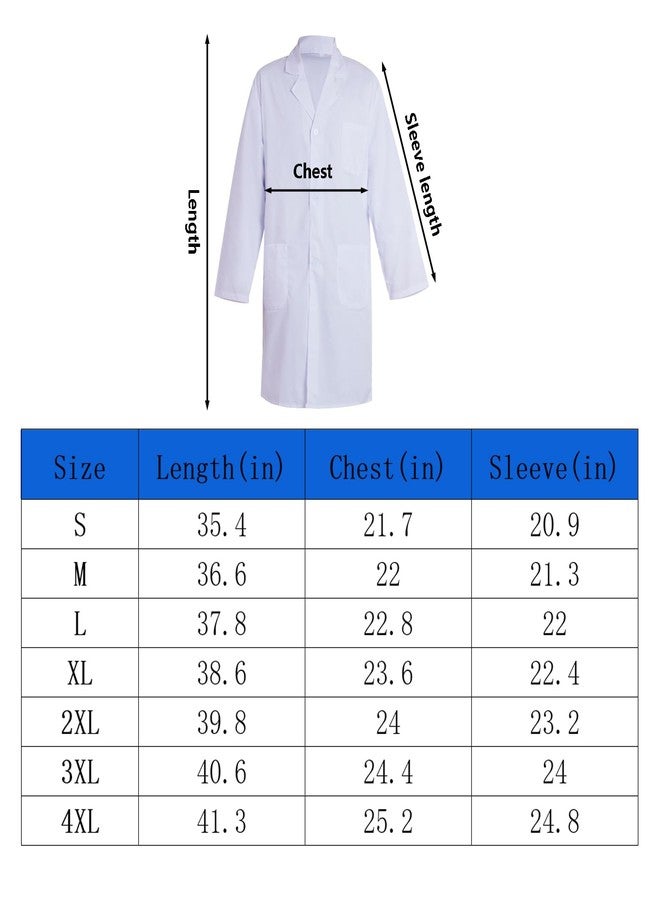 mifengda Scientist Doctor Costume Women Men Halloween White Flat Long Sleeve Unisex Lab Coats for Adult Doctor Nurse Student, White, XL - Image 4