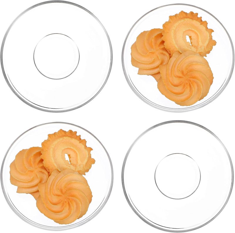 Abaodam 4pcs Glass Saucer Plates 9x9cm round Tea Saucers Decorative Snack Dishes for Coffee Cups and Tea Bags Serving - Image 1