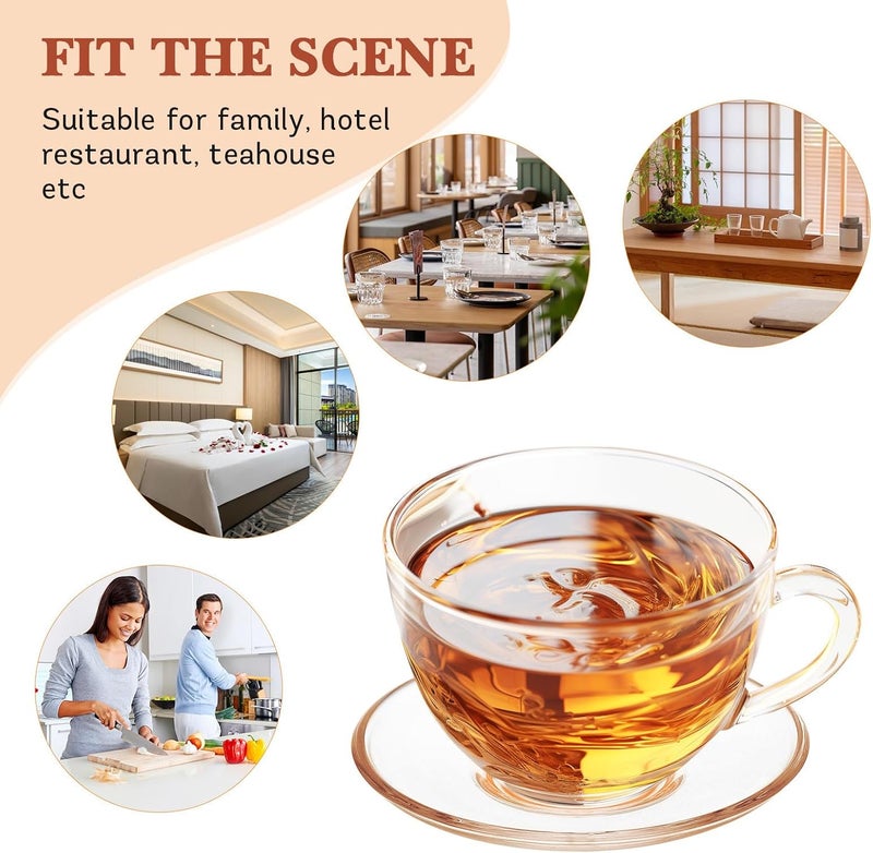 Abaodam 4pcs Glass Saucer Plates 9x9cm round Tea Saucers Decorative Snack Dishes for Coffee Cups and Tea Bags Serving - Image 3