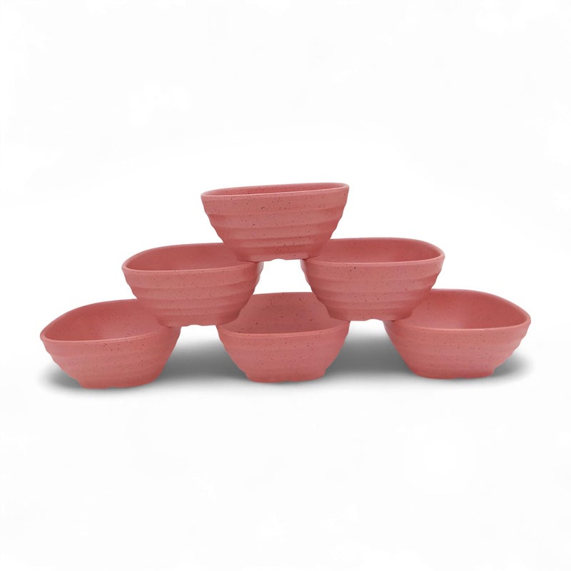 Superware | Pure Melamine | Square Round Katori Set - Pink Sand 3.5” (6 nos.) | Stain Free, Glazed Finish - Image 4