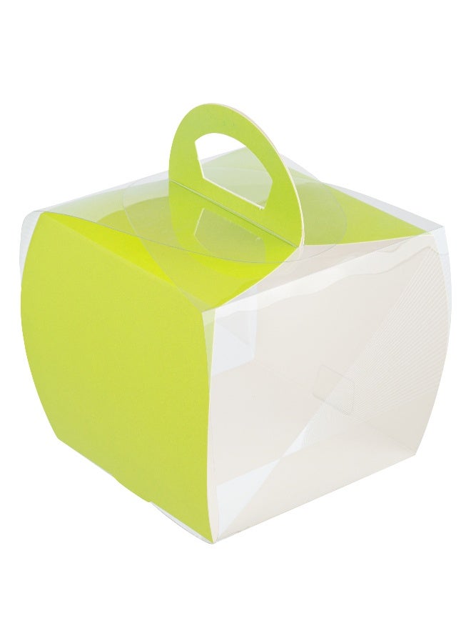 Restaurantware 4 Inch x 4.25 Inch Cupcake Boxes, 100 Disposable Cupcake Display Boxes - With Handle, Geometric Line Accent, Clear Plastic Single Cupcake Containers, For Weddings Or Birthdays  - Image 2