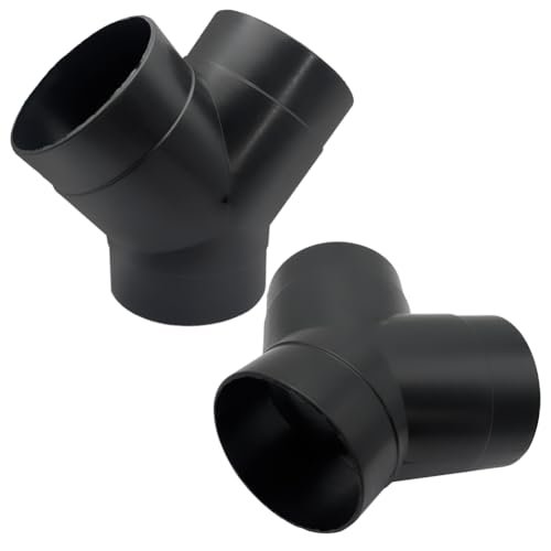Cotonlake Car Heater Warm Straight 3 Way Air Ducting Pipe 75mm Y Shape Outlet Connector 3 inch Duct Joiner Connector Pipe Black Plastic 2PCS - Image 1