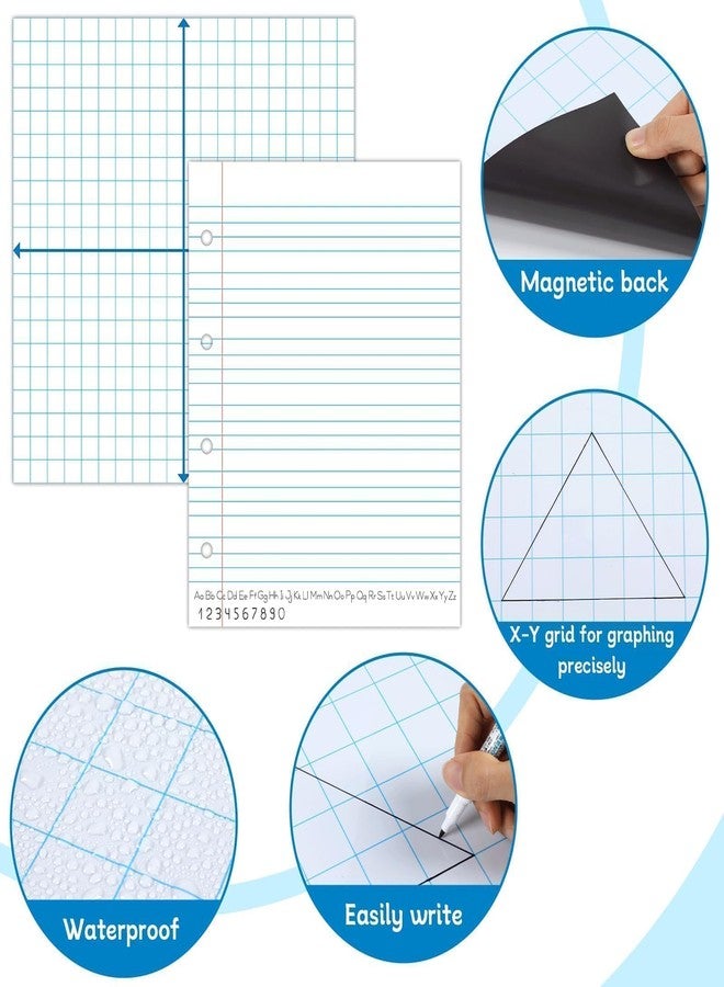 Ojustbeok Jumbo Magnetic Notebook Paper & XY Coordinate Dry Erase Grid, 26" x 26" & 21.5" x 17", White, Multi-color, Magnetic Mount, Horizontal, Grid Pattern, 6 Count, School Accessories - Image 3