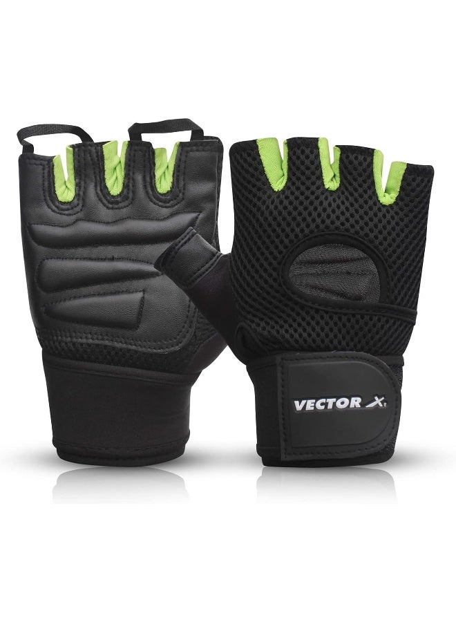 Vector X VX-500 Fingerless Gym Gloves – Workout & Fitness Gloves for Weightlifting, Strength Training & Sports | Size Small | Black - Image 1