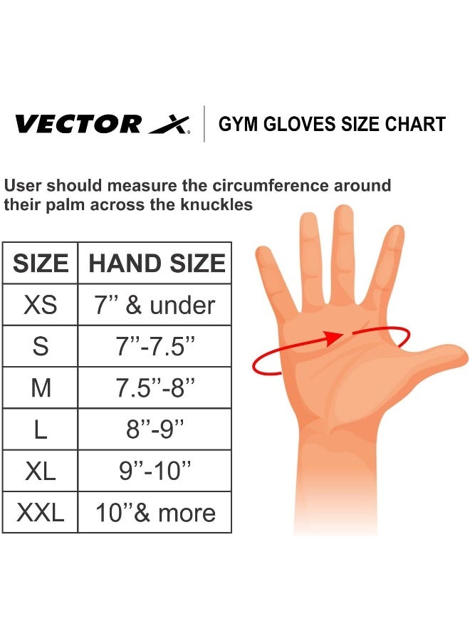 Vector X VX-500 Fingerless Gym Gloves – Workout & Fitness Gloves for Weightlifting, Strength Training & Sports | Size Small | Black - Image 3