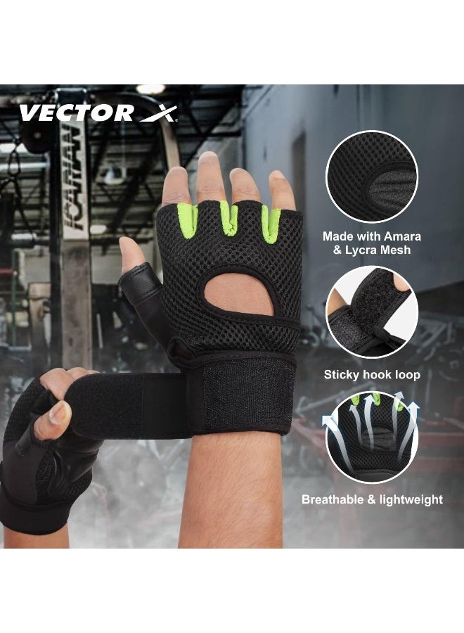 Vector X VX-500 Fingerless Gym Gloves – Workout & Fitness Gloves for Weightlifting, Strength Training & Sports | Size Small | Black - Image 2