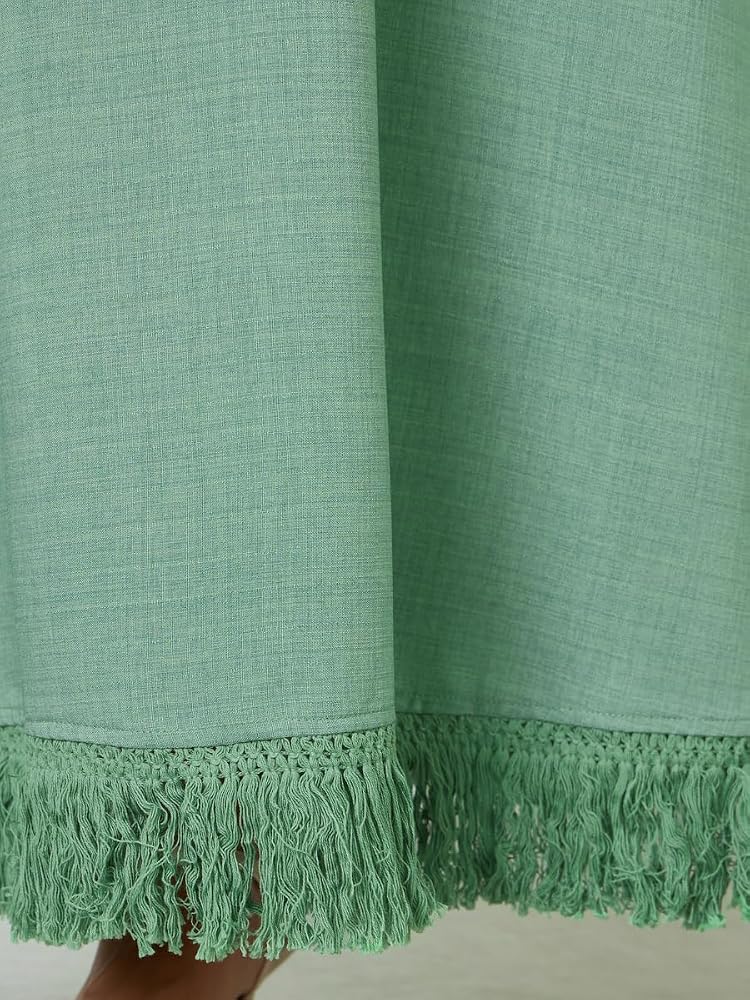Styli Amirah Green Tasseled Hem A-Line Jalabiya,Green,S - Image 5