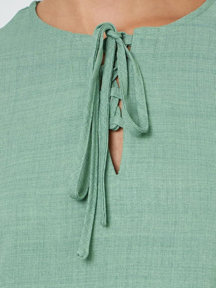 Styli Amirah Green Tasseled Hem A-Line Jalabiya,Green,S - Image 4