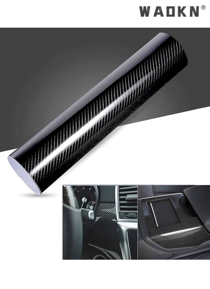 WAOKN 7D Gloss Carbon Fiber Vinyl Film Automotive Wrap Sticker, Super Glossy Car Wrap Vinyl Film Featuring Bubble Free Air Release Technology, DIY Wrap Papers for Automotive Interior Exterior Decoration  - Image 1