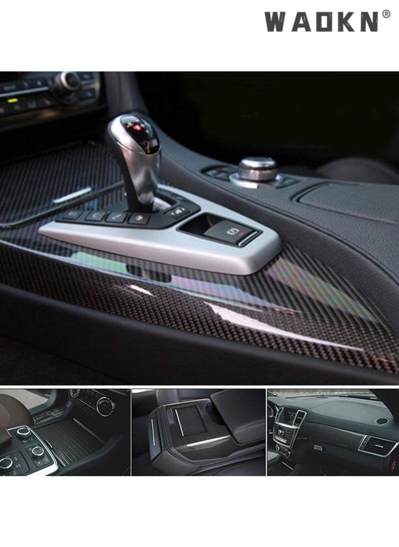 WAOKN 7D Gloss Carbon Fiber Vinyl Film Automotive Wrap Sticker, Super Glossy Car Wrap Vinyl Film Featuring Bubble Free Air Release Technology, DIY Wrap Papers for Automotive Interior Exterior Decoration  - Image 3