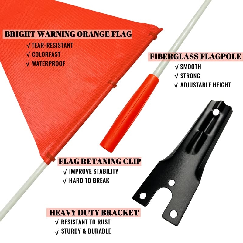 Uelfbaby 10pcs Bike Safety Flag with Reflective Stripe, Heavy Duty Fiberglass Pole, Polyester, Full Color, Tear-Resistant, Waterproof, Orange Flag, Double-Sided Reflective - Image 4