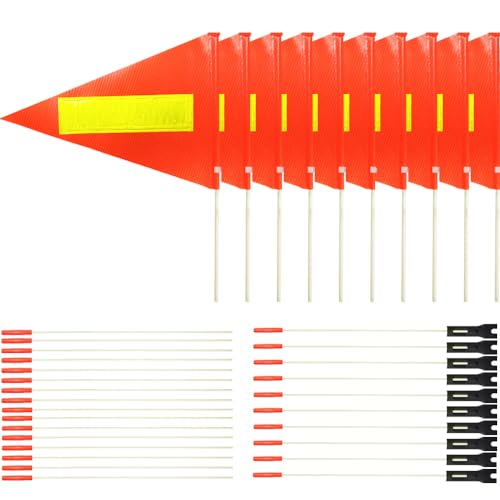 Uelfbaby 10pcs Bike Safety Flag with Reflective Stripe, Heavy Duty Fiberglass Pole, Polyester, Full Color, Tear-Resistant, Waterproof, Orange Flag, Double-Sided Reflective - Image 1
