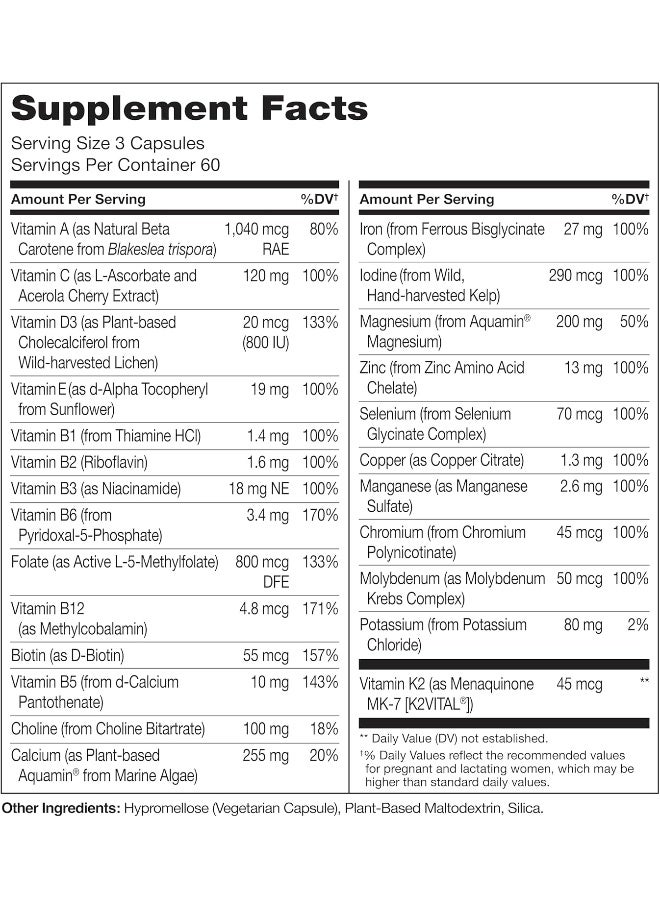 NATURELO Prenatal Multivitamin with Gentle Chelated Iron Methyl Folate Plant Calcium Choline Vegan Vegetarian NonGMO Gluten Free 180 Capsules 2 Month Supply - Image 3