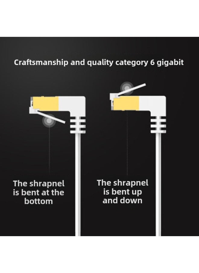 Generic Six Types Of Network Cable Flat Oxygen-free Copper Gigabit Elbow Cat6 High-speed Computer Broadband Network Over 50 M M Outdoor-Color:Up Bend To Down Bend-Line Length:3 M  - Image 1