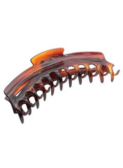 Parcelona Parcelona French Narrow Bend Tortoise Shell Brown Large 4 3/4" Celluloid Covered Spring No Slip Grip Jaw Hair Claw Clip Clamp for Women and Girls, Made in France 