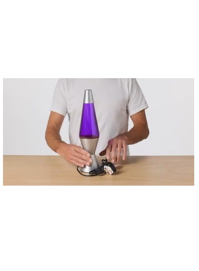 Lava Lave Lamp Solid Silver Base Lamp Wax Liquid Soft Relax Glow Red/Purple For Adults And Kids 14.2 Inches Motion With Aluminum Base For Mood Night Light Lamp Decoration Home Decor - Image 2