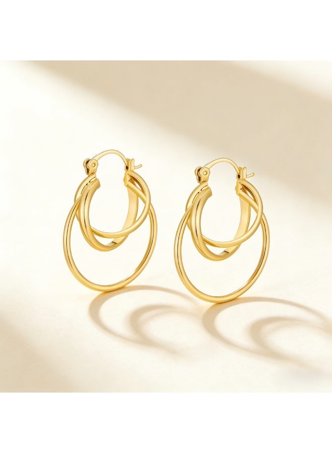 Field 24k Gold-Plated earrings Luxury Gold Earrings | Arabian Elegance, Meticulous Craft - Euro-American INS Style - Image 2