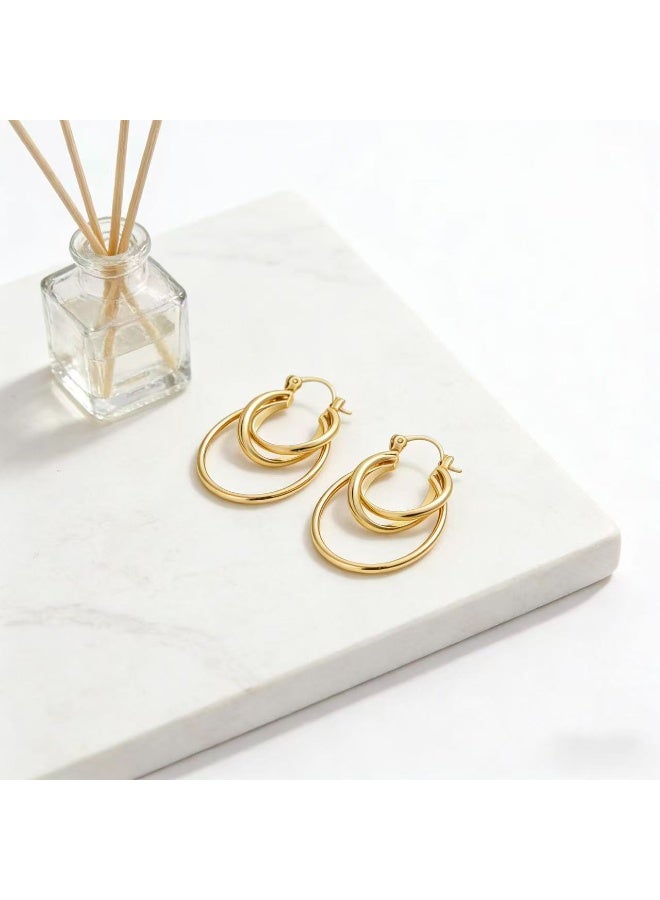 Field 24k Gold-Plated earrings Luxury Gold Earrings | Arabian Elegance, Meticulous Craft - Euro-American INS Style - Image 3