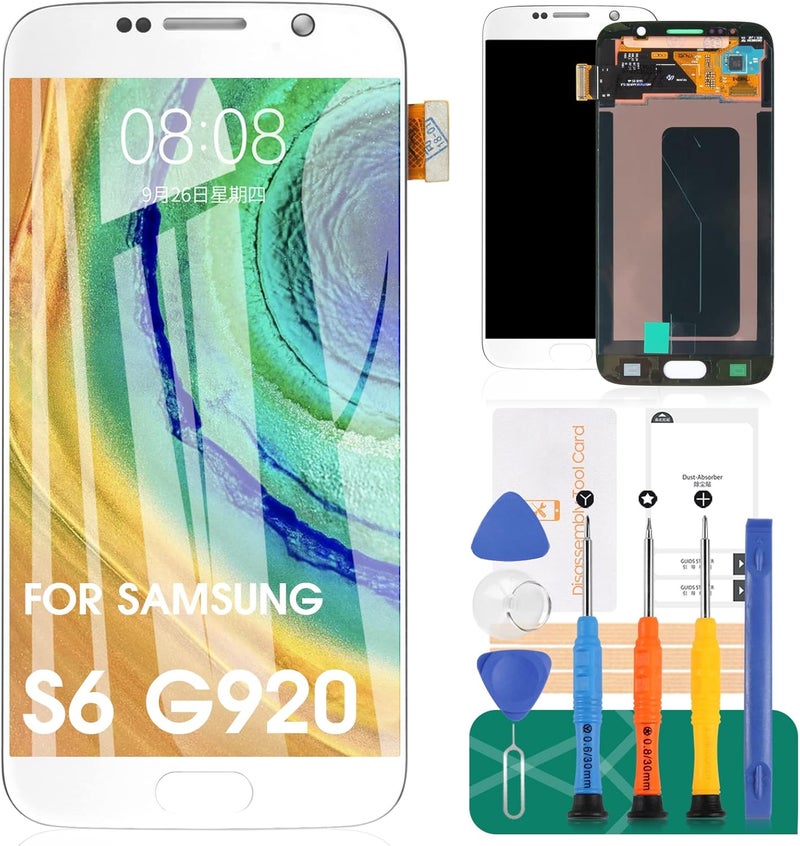 SRJTEK شاشة OLED بديلة لجهاز Samsung Galaxy S6، شاشة LCD بديلة لجهاز Galaxy S6، شاشة عرض لجهاز Galaxy S6 موديلات G920 G920A G920i G920T G920F G9200، مجموعة إصلاح قطع اللمس الرقمي وتركيب الشاشة - Image 1