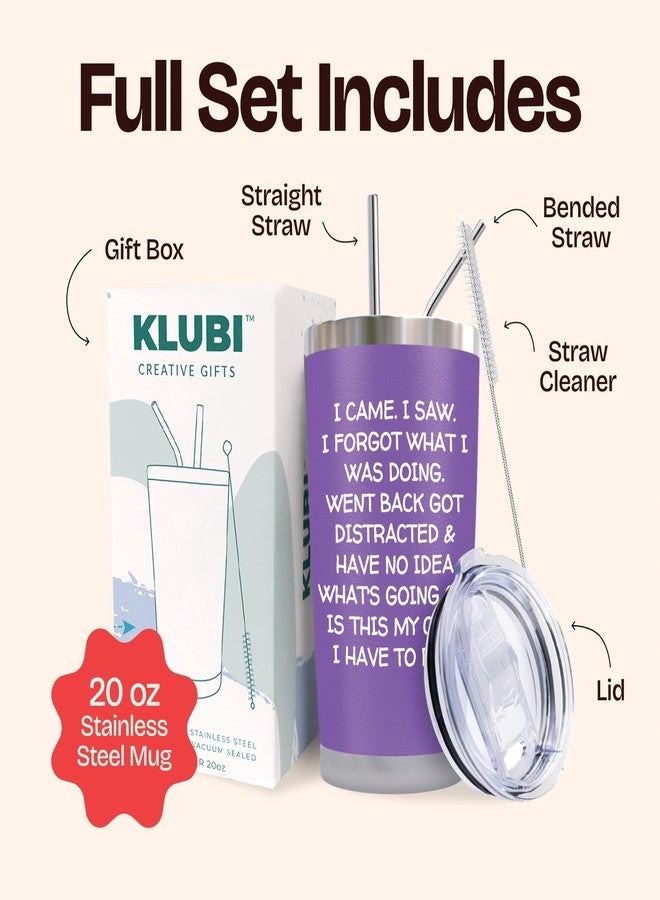 KLUBI Fun Birthday Gifts for Women - I Came I Saw I Forgot Tumbler 20oz Purple Drinking Cups for Elderly Senior Citizen Tumbler I Came I Saw I Forgot Coffee Mug 40 Year Old Gag Gift for Female Her - Image 3