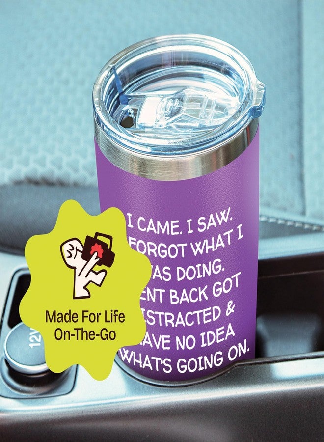 KLUBI Fun Birthday Gifts for Women - I Came I Saw I Forgot Tumbler 20oz Purple Drinking Cups for Elderly Senior Citizen Tumbler I Came I Saw I Forgot Coffee Mug 40 Year Old Gag Gift for Female Her - Image 5